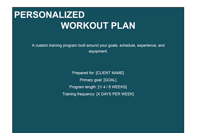 create a personalized workout plan